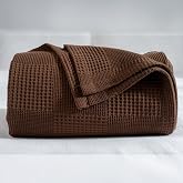 RAYME TEKSTİL Waffle Desenli Pike Yatak &Ouml;rt&uuml;s&uuml; Koyu Kahverengi, &Ccedil;ift Kişilik Pike 200x230 cm, 100% Pamuk, Hafif 4 Mevsim Kull
