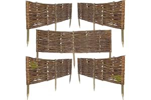 WEECO Lot de 5 Bordures de Parterre en Saule 120 cm x 20cm. Clôture de pelouse Osier - Idéal pour Le Jardin - Délimitation Naturelle pour Les Surfaces de Jardin.