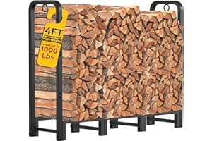 AMAGABELI GARDEN & HOME Zewnętrzny rurowy stojak na drewno opałowe, do kominka, uchwyt na polany, krajobraz, domek narzędziowy, kosz do przechowywania, stos, zielony, świeży, suchy drewno, stojak na stos, patio, podwórko, drzwi wejściowe, transporter na kłody