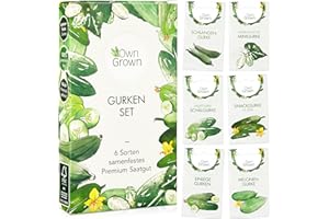 Gurken Samen Set: 6 Sorten Gurken Saatgut mit Freilandgurken Samen, Einlegegurken Samen, Minigurke Samen – Samen Gemüse Samen, OwnGrown Gurke Samen
