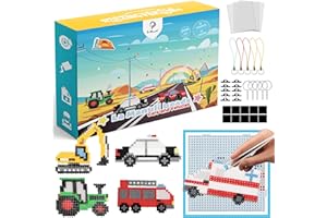 ‎LA MANULI La Manuli Bügelperlen Set Fahrzeuge - 6000 Steckperlen 5mm in 10 Farben - mit Steckplatten & Zubehör - Kreatives Bastelset ab 5 Jahren