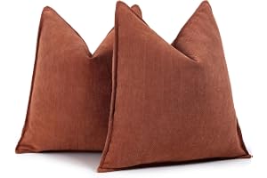 ZWJD Set med 2 örngott i chenille med elegant design för soffa, säng, heminredning 40 x 40 cm, rost