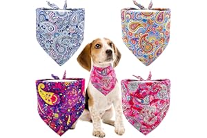 BIPY 4pcs Small Dog Bandanas Paisley Pattern Triangle Scarf for Small Dogs Cats Soft Bibs Washable Pet Neckerchief Dog Grooming Accessories Costume