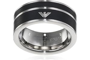 Emporio Armani Herren Ring EGS2032040, Silber/Schwarz, 58.5 DE
