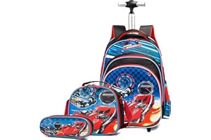 HTgroce Cartable a Roulette Fille Primaire, Cartables Licorne Scolaire Trolley Bag Sac à Dos avec roulettes Léger Cartable Ensemble de 3 Pcs Sac de Voyage pour L'école, Le Voyage, la randonnée.