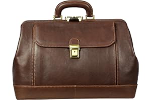 Time Resistance Sac de Médecin en Cuir Avec Serrure à Clé - Sacoche de Médecin Teint à la Main par Tannage Végétal - Mallette Médicale - Unisexe