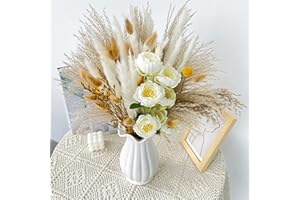NSRHMJ Ramos de Flores Secas Naturales Decoración,95 Piezas Pampas Secas Decoracion,Ramas Secas Decorativas,Hierba de Pampa Esponjosas para Arreglos Florales de Boda Decoración del Hogar (95 Piezas)