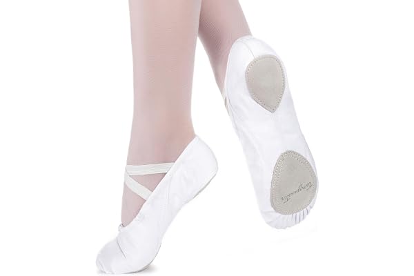 Demi-Pointes en Toile - bi-Semelle en Cuir - Danse Classique - Rose-Abricot, Blanc, Noir et Coloris Sable