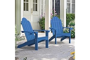 LUE BONA Adirondack Stuh 2er-Set,Gartenstuhl mit Rückenlehne und Armlehnen,Terrassenstuhl Balkonstuhl Stühle,HDPS,Gartensessel mit Getränkehalter,Ergonomischer,89 x 76 x 92cm,Dunkel Blau