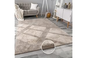 ‎PACO HOME Paco Home Teppich Wohnzimmer Kunstfell weich waschbar modern elegant pflegeleicht Felloptik Uni Seidenglanz flauschig Kurzflor, Grösse:160x220 cm, Farbe:Beige