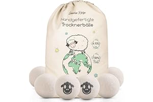 Luana Rose Trocknerbälle für Wäschetrockner -100% Schafwolle, Öko-Freundlicher Weichspüler, Sparen Sie Zeit & Energie- Perfekt Trockenball für Daunen - Tennisbälle zum Waschen -Set 6 Stkv