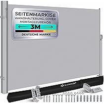 Tenda A Rullo Laterale KESSER 300x200 Cm - Oscurante Per Balcone E Giardino | Grigio, Impermeabile