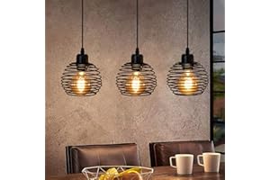 ‎ZMH ZMH Pendelleuchte Esstisch Hängelampe Vintage - Schwarz Retro Esstischlampe Industrial Design Hängeleuchte E27 Metall 3 Flammig Esszimmerlampe für Esszimmer Küche Wohnzimmer Arbeitszimmer