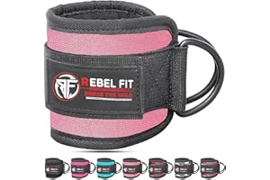 Rebel Fit Ankle Straps For Cable Machines Work Out Cuff Attachment For Home, Ankle Cuffs Workouts- Kickbacks, Leg Extensions, Cable Ankle Strap Adjustable Support Gym Cuffs