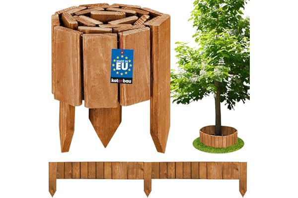 KOTARBAU® Bordure Jardin Exterieur Bois - 110 x 10 cm - Cloture Bois Jardin - Chêne - Palissade Flexible - Décoration