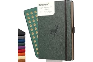DINGBATS* NOTEBOOKS Dingbats* Wildlife Dotted Journal Notebook A5 - Vegan Leather Hardcover - Ideal for Work, Travel, Writing - with Pocket, Elastic Closure & Bookmark