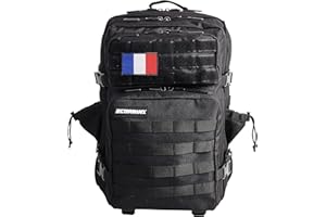 ELITRAINX Sac à Dos Tactique Militaire Drapeau Français Sports, Cabine d'Avion, CrossTraining, Gymnase de Sports de Plein Air Portable par ELITEX TRAINING (Alimentation, Noir)