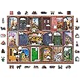 Wooden.City Wooden Puzzle 1000 +10 Pieces - Open and closed doors - Unique Unusual with Shaped Pieces - Challenging Mosaic Puzzle for Kids & Adults - Amazing Birthday