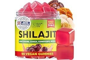 5 ELEMENTUM Shilajit Gummies 9000mg with Lion’s Mane, Reishi, Chaga, Cordyceps – 100% Natural | 90 Chewable Gummies | Boost Energy, Testosterone & Immunity | Fulvic Acid 50% | Vegan | Cherry Flavor