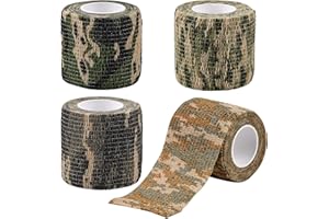 Pinsheng 4 Rollen Camouflage Klebeband, Vliesstoff Selbstklebende Tarnung Band, Militär Armee elastische Camouflage Klebeband Schutz-Stretch-Verband für Schrotflinten Jagd-Camping