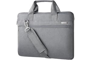 Voova Laptop Bag 17 17.3 Inch for Men and Women,Waterproof Large Computer Case Sleeve for 17-18 Inch HP LG Dell Lenovo Asus Laptop, Slim Briefcase Messenger Bag with Shoulder Strap,Grey