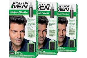 Just For Men Original Formula hårfärg, svart (H55), 3 x 60 ml | Hårfärg för män, snabb och enkel applicering på 5 minuter, tä