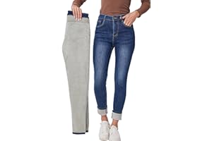 Fakanhui Jeans da donna foderati in pile invernali termici jeans skinny caldi jeans