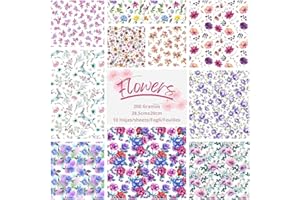 ASENME Carta per scrapbooking, carta per scrapbooking 200g, 10 fogli formato A4 Carta decorata (Fiori 1, 10 unità)