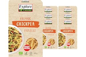Explore Cuisine Organic Chickpea Fusilli: Gluten Free Pasta High in Protein and Fibre, Perfect for Vegan Diets, Lower in Carbs than Regular Pasta (6 x 250g)