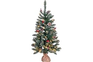 NIPACH GMBH künstlicher Weihnachtsbaum grün mit Deko Lichterkette 50 LED warm weiß Batterie Timer Christbaum Tannenbaum 90 cm Weihnachtsdeko Xmas-Deko (50 LED)
