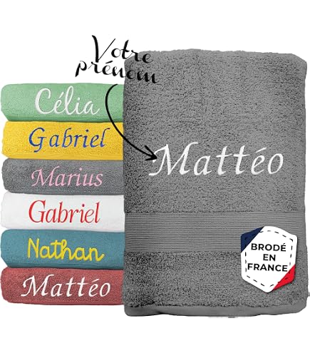 ZZDH Drap de Bain Serviette de Bain 100% Coton Broderie