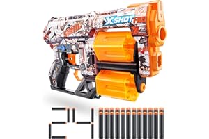 XShot Skins Dread Blaster Sonic Retro, Sonic The Hedgehog Design with 24 Darts, Double Rotating Barrels, Air Pocket Dart Technology, Toy Foam Blaster for Kids, Teens and Adults (24 Darts)