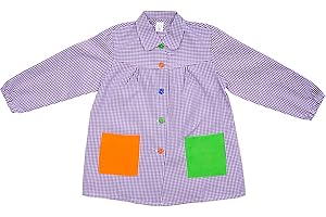 H HANSEL HOME Bata Escolar, Babi Escolar Infantil para Guarderia y Colegio, Bata Escolar Niño Niña con Botones y Cuello