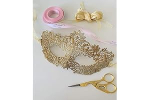 THE LACE MASK CO. Luxury Women's Venetian Lace Masquerade Prom Halloween Carnival Mask Ball (Goddess Gold)