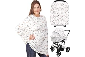 KeaBabies Stilltuch für Unterwegs - Multifunktionale Autositzbezüge für Baby, Weich & Atmungsaktiv Nursing Breastfeeding Cover, Babyautositzbezug für Mädchen, Junge Kinderwagenbezug (Arcadia)