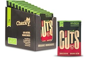Cherky ECO Biltong BIO Cuts Classic, 10 x 30g - BIO Biltong jerky cuts, carne de ternera española BIO alimentada con pasto, secada al aire, ceto, sin aditivos, sin OGM, certificado BIO