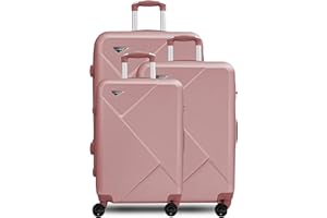 CALDARIUS Luaggage -Hard Shell, 4 Dual Spinner Wheels, Lightweight, – Travel Bag-Combination Lock -Telescopic Handle (Rose, Set)