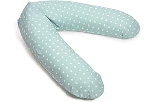 pic Bear Deutschland Stillkissen XL 170cm - Schwangerschaft Kissen - Seitenschläferkissen und Lagerungskissen für Erwachsene und Baby Schmusekissen aus Baumwolle (Sterne Celadongrün)