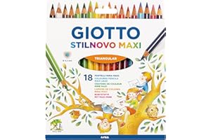 GIOTTO Stilnovo Maxi, Matite Colorate Spesse, Triangolari, Mina 4.3 mm, Colori Assortiti, 18 Pezzi