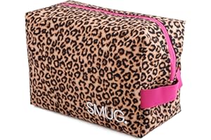 SMUG Wash Bag | Waterproof Travel Toiletry Bags for Travelling, Gym, Shower, Shaving, Toiletries, Cosmetics & Makeup Bag | Large Washbag for Men & Women | Stylish, Spacious & Easy to Clean | Leopard