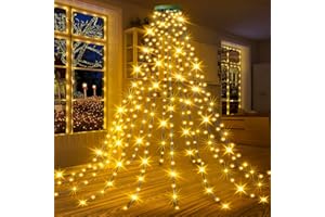GYLEFY luci Albero di Natale, 3M*16 Rami Catene Luminose dell' Albero Natale 480LED, Anelli Ghirlande Impermeabile per Esterno Interno -Bianco Caldo