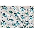 Pyrhan Ivory Green Roses Polka Dot Polycotton Fabric Similar to 100% Cotton Prints- Material by The Metre, 45 inch Floral Print Used in Sewing Kit and Accessories-Quilting (Green)