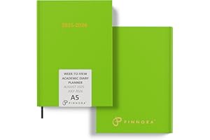 Pinnora A5 Light Green Academic Diary 2025-2026 Week to View, Hard Cover, August - July Dated Academic Planner, Ideal Student & Teacher Planner 2025-26, University, Revision, Study, To-Do Lists