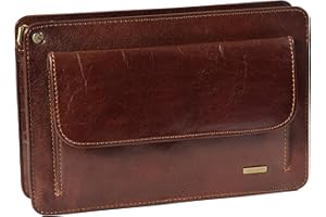 HOUSE OF LUGGAGE Gents Wrist Leather Bag Zip Top Clutch Grab Mobile Money Travel Purse HLG448 Brown