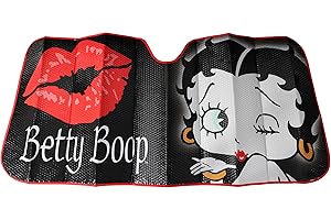 Plasticolor 003716R01 Betty Boop Timeless Black Accordion Style Car Truck SUV Front Windshield Sunshade