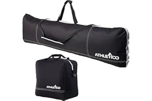 Athletico Padded Two-Piece Snowboard and Boot Bag Combo | Store & Transport Snowboard Up to 165 CM and Boots Up To Size 13 | Includes 1 Padded Snowboard Bag & 1 Padded Boot Bag (Black)
