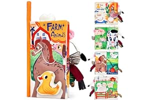 JoyCat Livre Bebe 0-3 Mois, Livre Tissu Bébé Eveil Jouet Bebe 6 Mois Livres Sensoriel avec des Animaux de la Ferme, Cadeau Naissance Fille Garcon 3 6 9 Mois