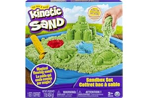 Kinetic Sand, Sandbox Playset with 1lb of Green and 3 Molds, for Ages 3 and up