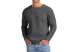 Sailwind Men's Cable Knit Jumpers Casual Crew Neck Warm Long Sleeve Sweater Pullover Tops for Men