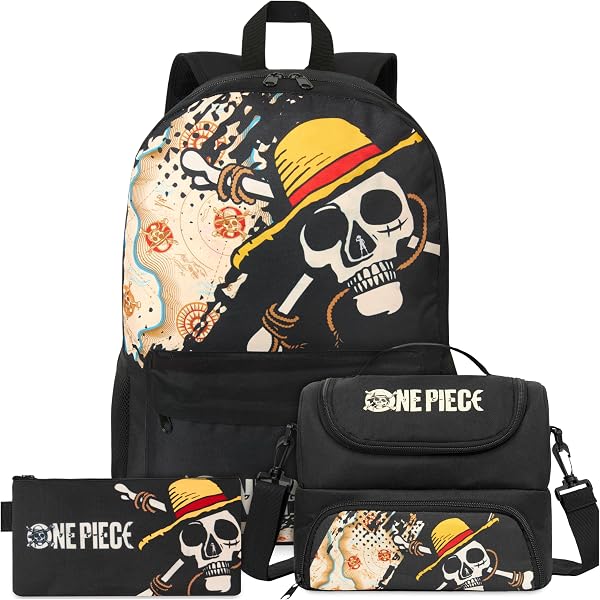 One Piece sac à dos scolaire avec trousse, ensemble pour rentrée One Piece sac à dos scolaire avec trousse, ensemble pour rentrée